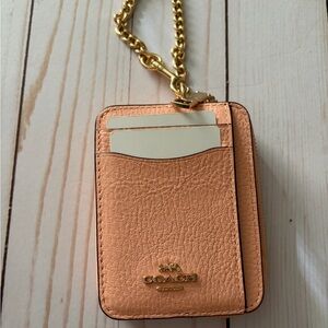 Coach Blush Card Holder with Gold Chain
